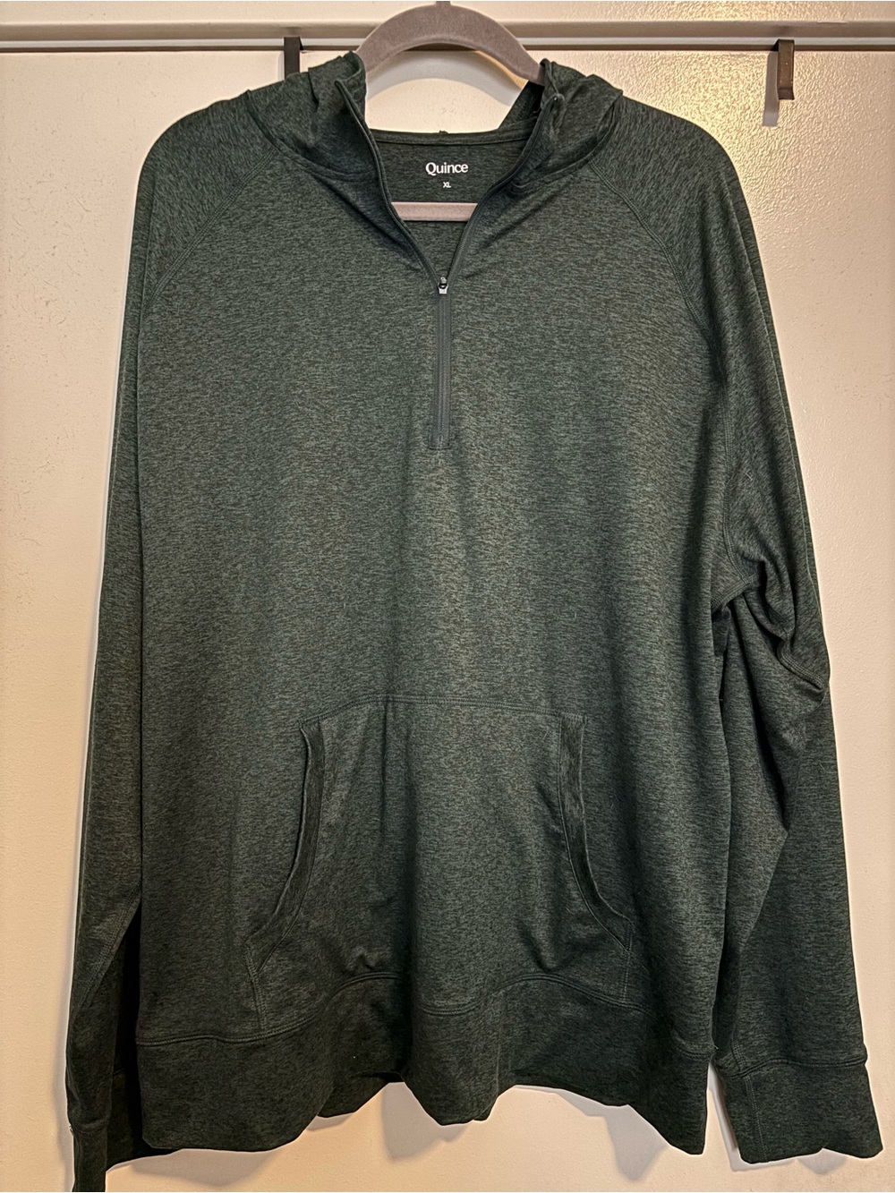 Quince Men's Forest Green Half-Zip Hoodie Sweater